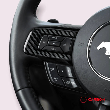 Carbon Fiber Steering Wheel Chrome Delete Cover for Mustang 2015-2023