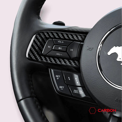 Mustang 2015-2023 Carbon Fiber Steering Wheel Chrome Delete Cover