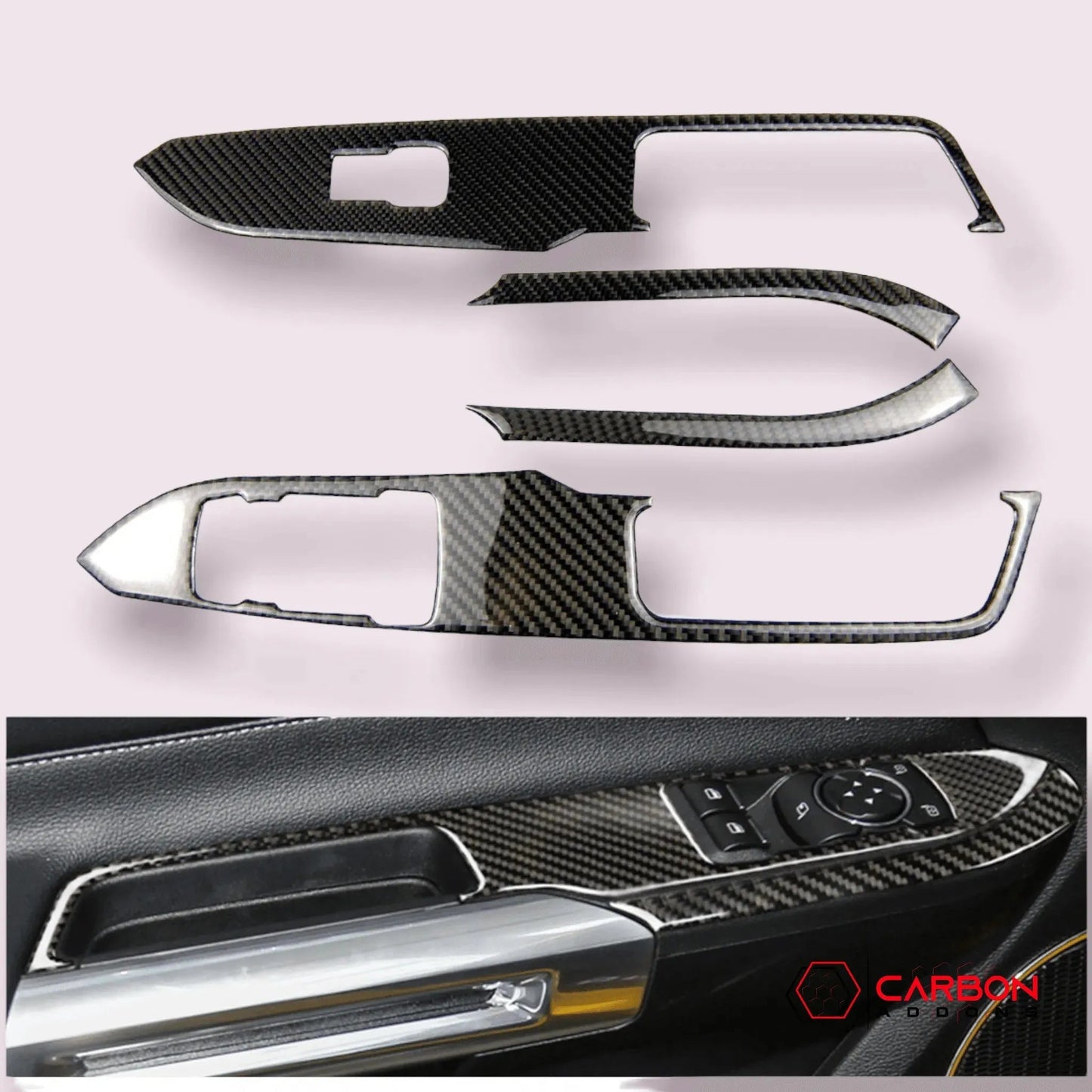 Mustang 2015-2023 Carbon Fiber Window Control Panel Trim Overlay