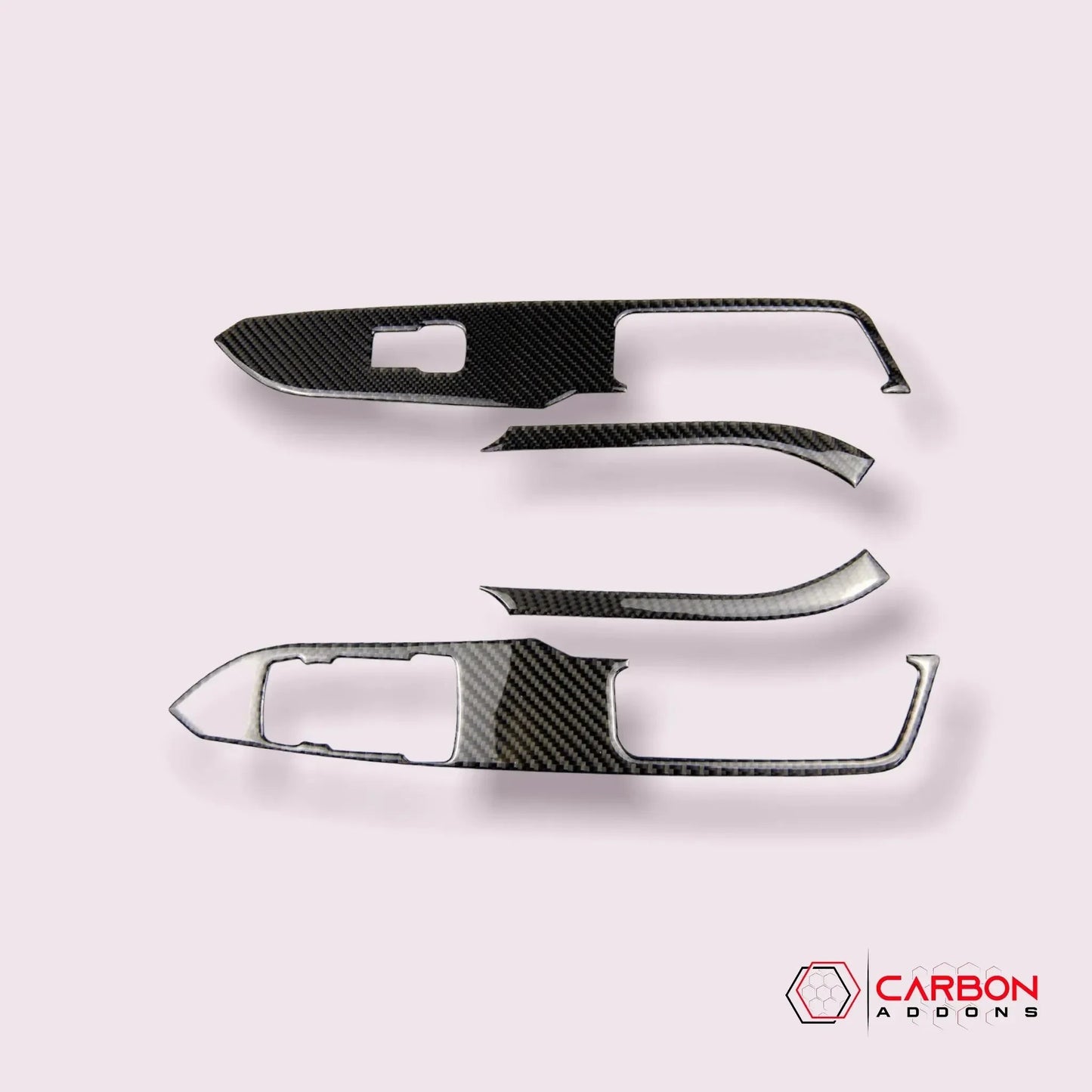 Carbon Fiber Window Control Panel Trim Overlay for Mustang 2015-2023