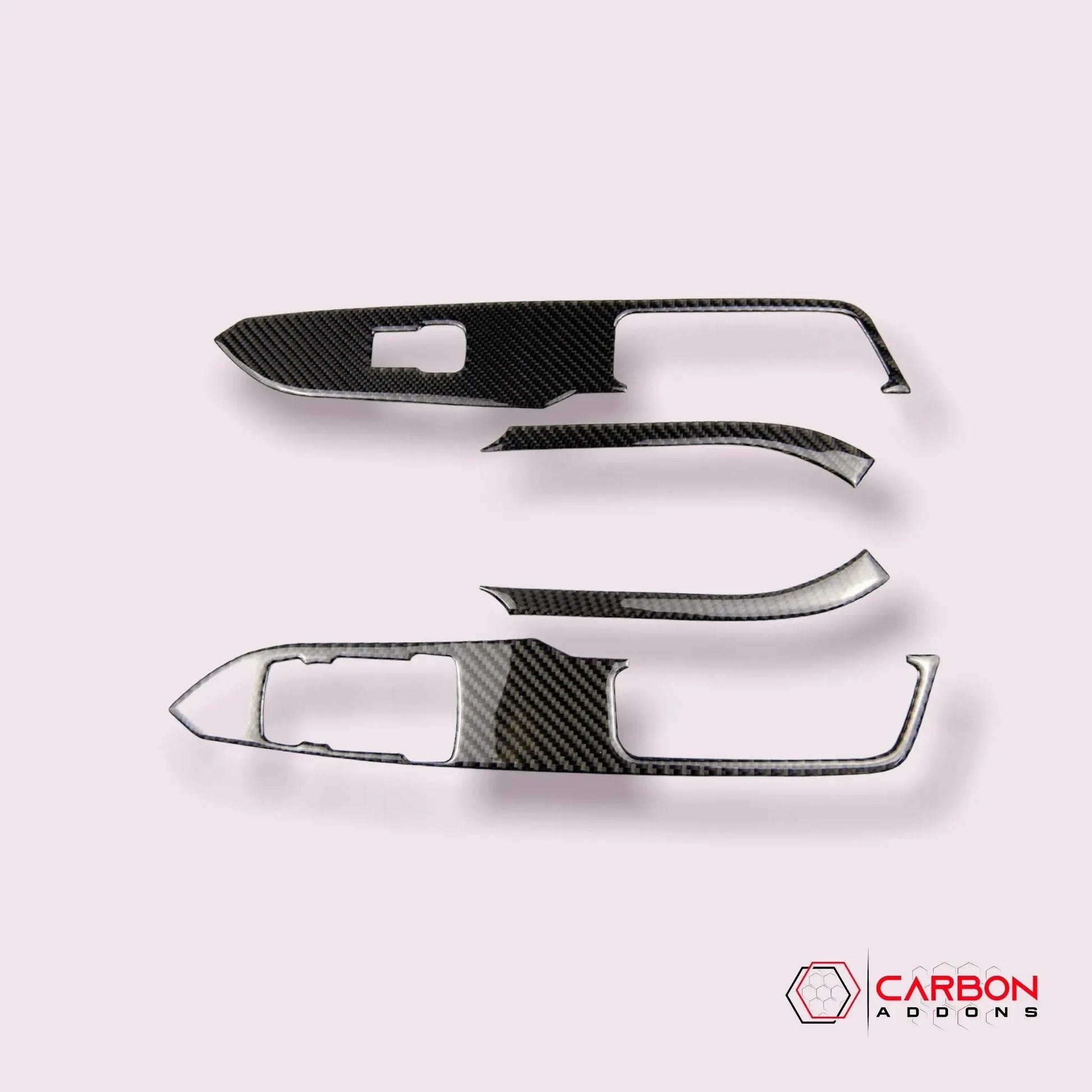 Carbon Fiber Window Control Panel Trim Overlay for Mustang 2015-2023