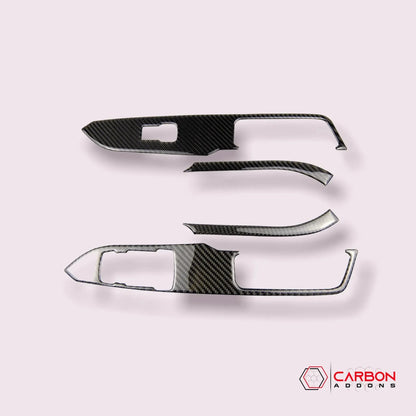 Carbon Fiber Window Control Panel Trim Overlay for Mustang 2015-2023