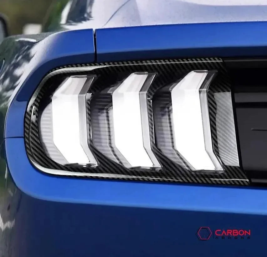 Exterior Carbon Fiber Taillight Trim Covers for 2015–2023 Ford Mustang