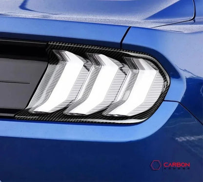 Exterior Carbon Fiber Taillight Trim Covers for 2015–2023 Ford Mustang