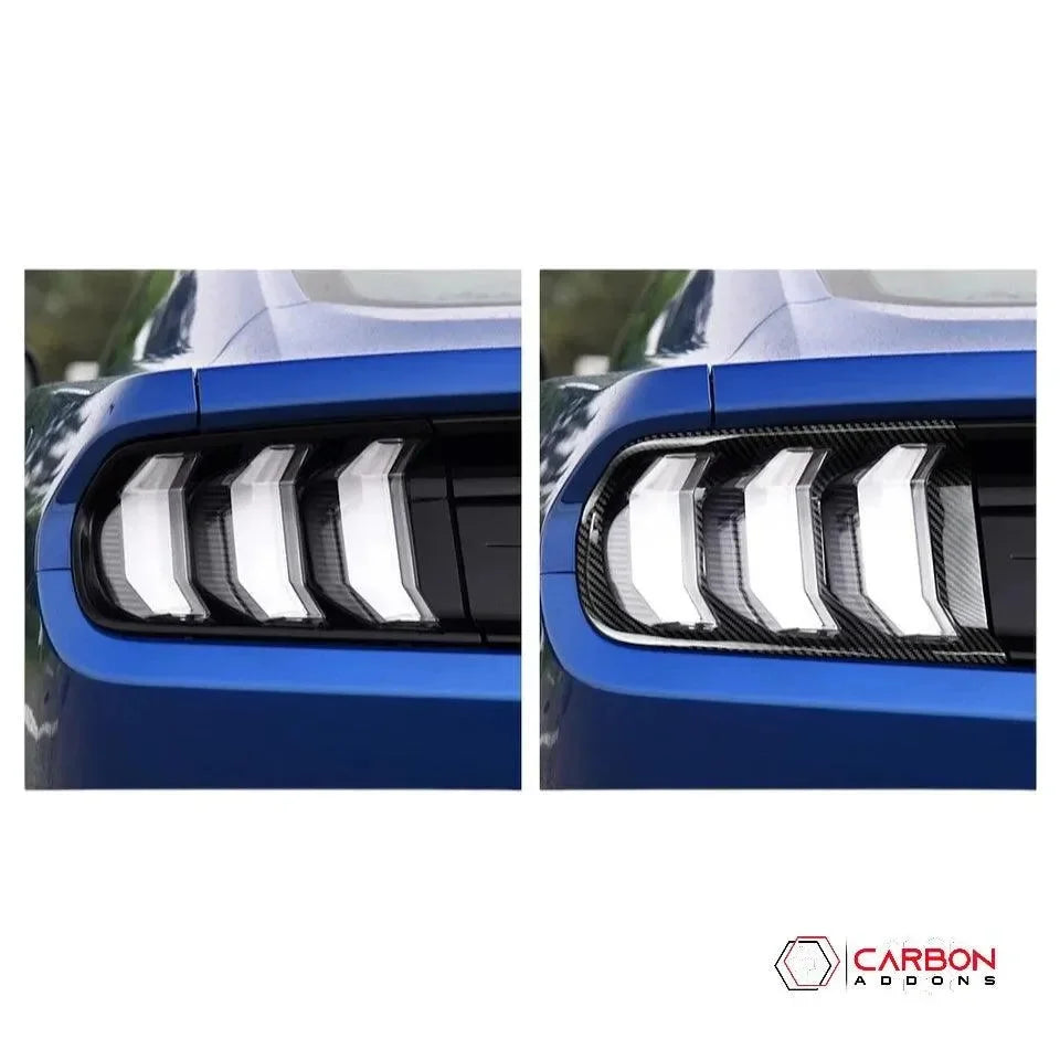 Exterior Carbon Fiber Taillight Trim Covers for 2015–2023 Ford Mustang