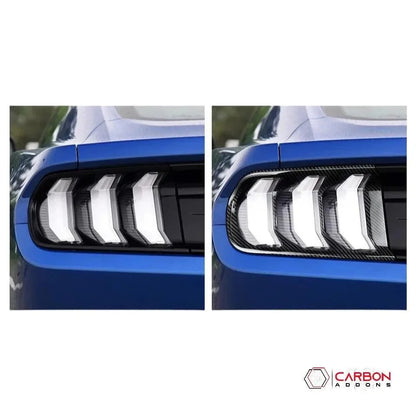 Exterior Carbon Fiber Taillight Trim Covers for 2015–2023 Ford Mustang