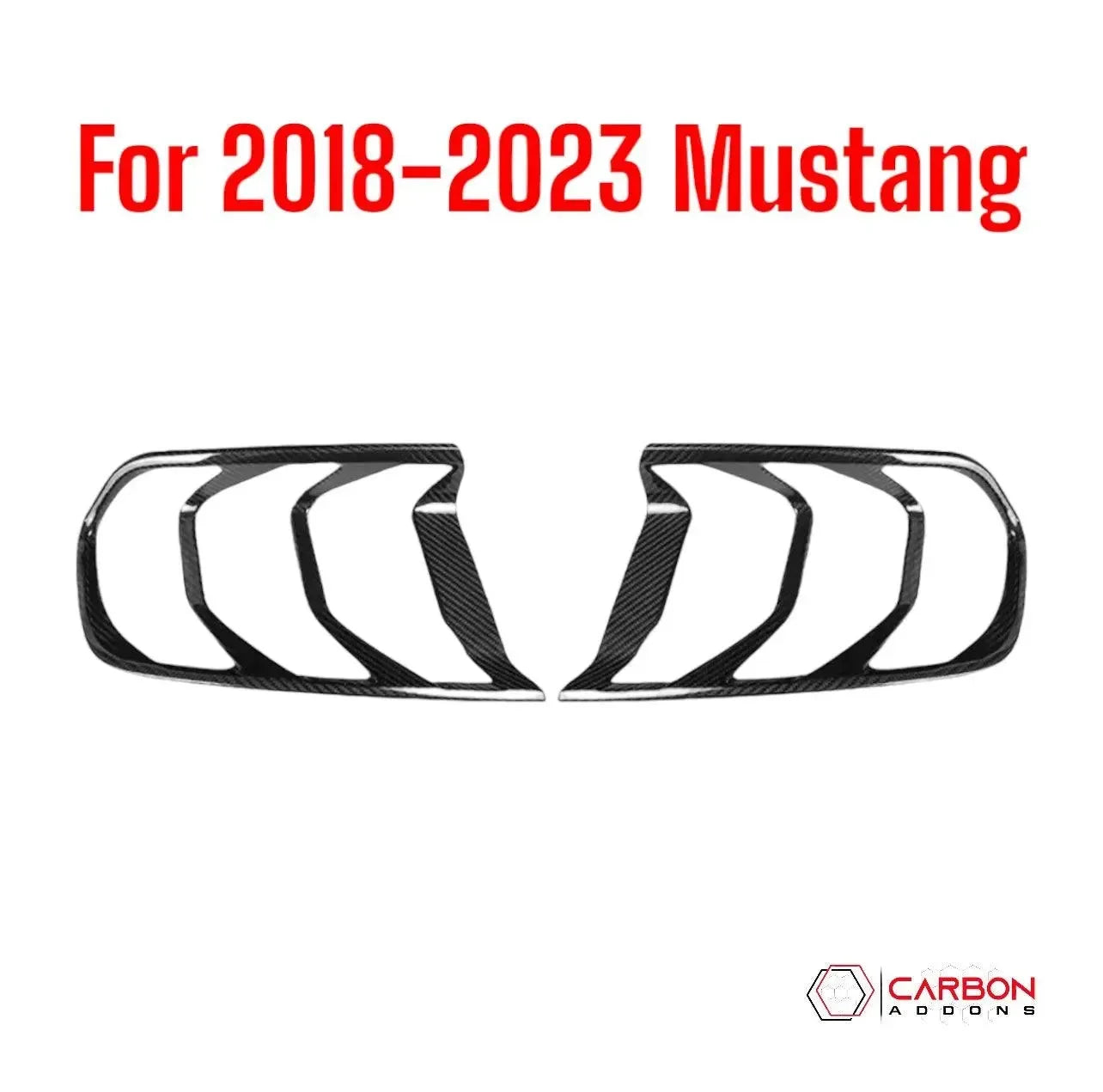 Exterior Carbon Fiber Taillight Trim Covers for 2015–2023 Ford Mustang