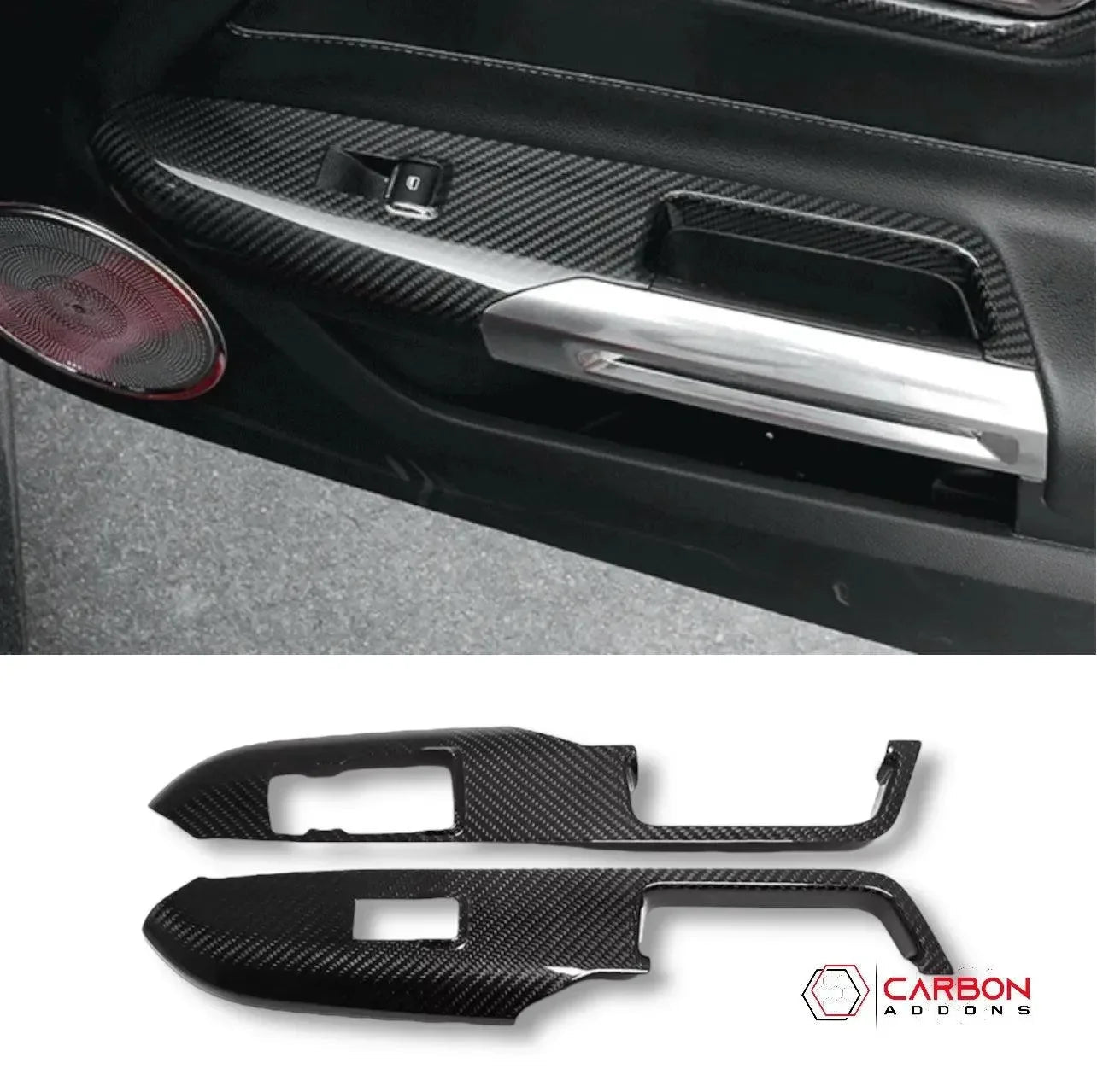 Hard Carbon Fiber Window Switch Panel Trim Covers for 2015–2023 Ford Mustang