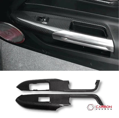 Hard Carbon Fiber Window Switch Panel Trim Covers for 2015–2023 Ford Mustang