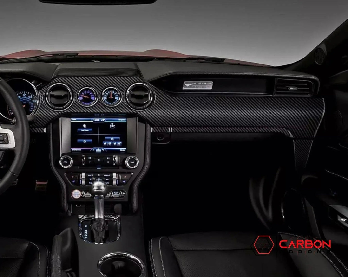 Mustang 2015-2023 Real Carbon Fiber Whole Front Dash Overlay