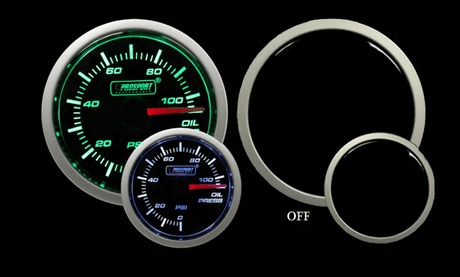 2-1/16" Green/White Oil Pressure Gauge