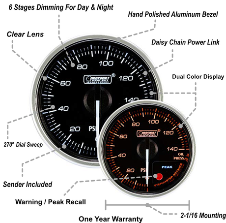 2-1/16" Supreme Series Electrical Oil Pressure Gauge