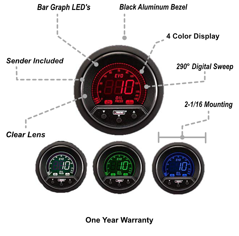 2-1/16" Premium Evo Electrical Oil Pressure Gauge