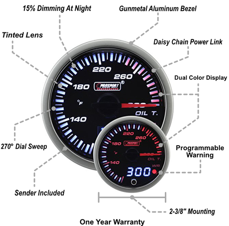 2-3/8" JDM Electrical Oil Temperature Gauge