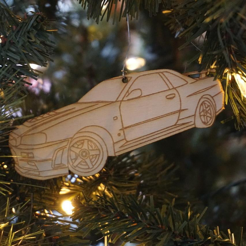ZSPEC Laser-Engraved Birch Ornament, Style: Nissan GTR R34, ~5-inch Wide
