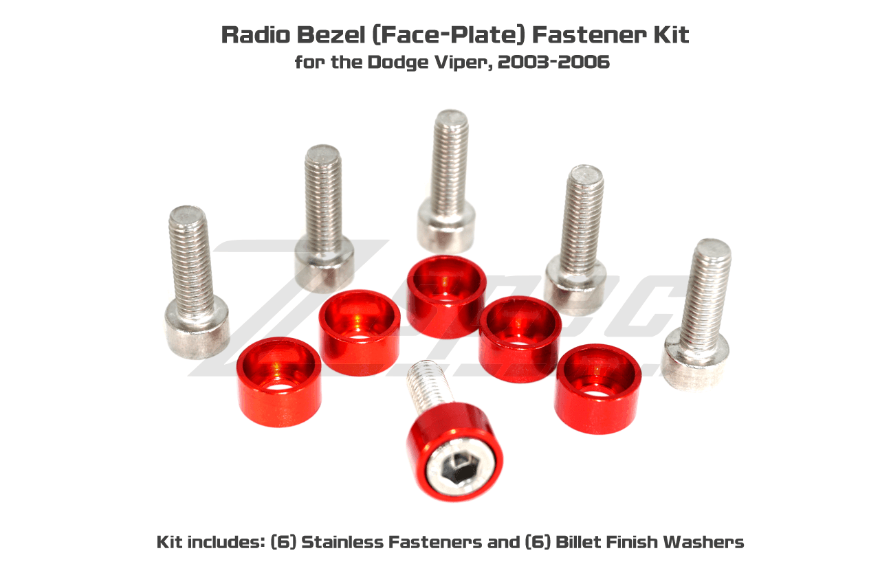 ZSPEC Radio Console Dress Up Bolts® Fasteners for '03-06 Dodge Viper, Stainless & Billet