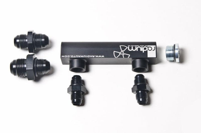 Radium Engineering Universal 4-Port Manifold - Black W/ Logo | Universal (20-0062)