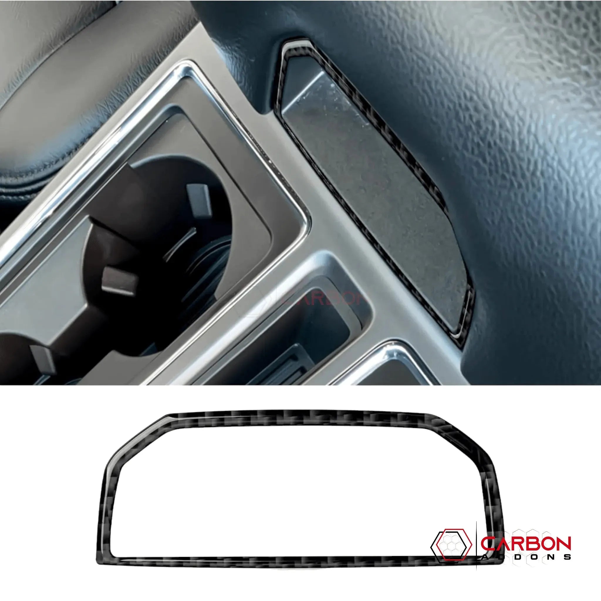 Real Carbon Fiber Center Console Arm Rest Trim Overlay | 2015-2020 F150