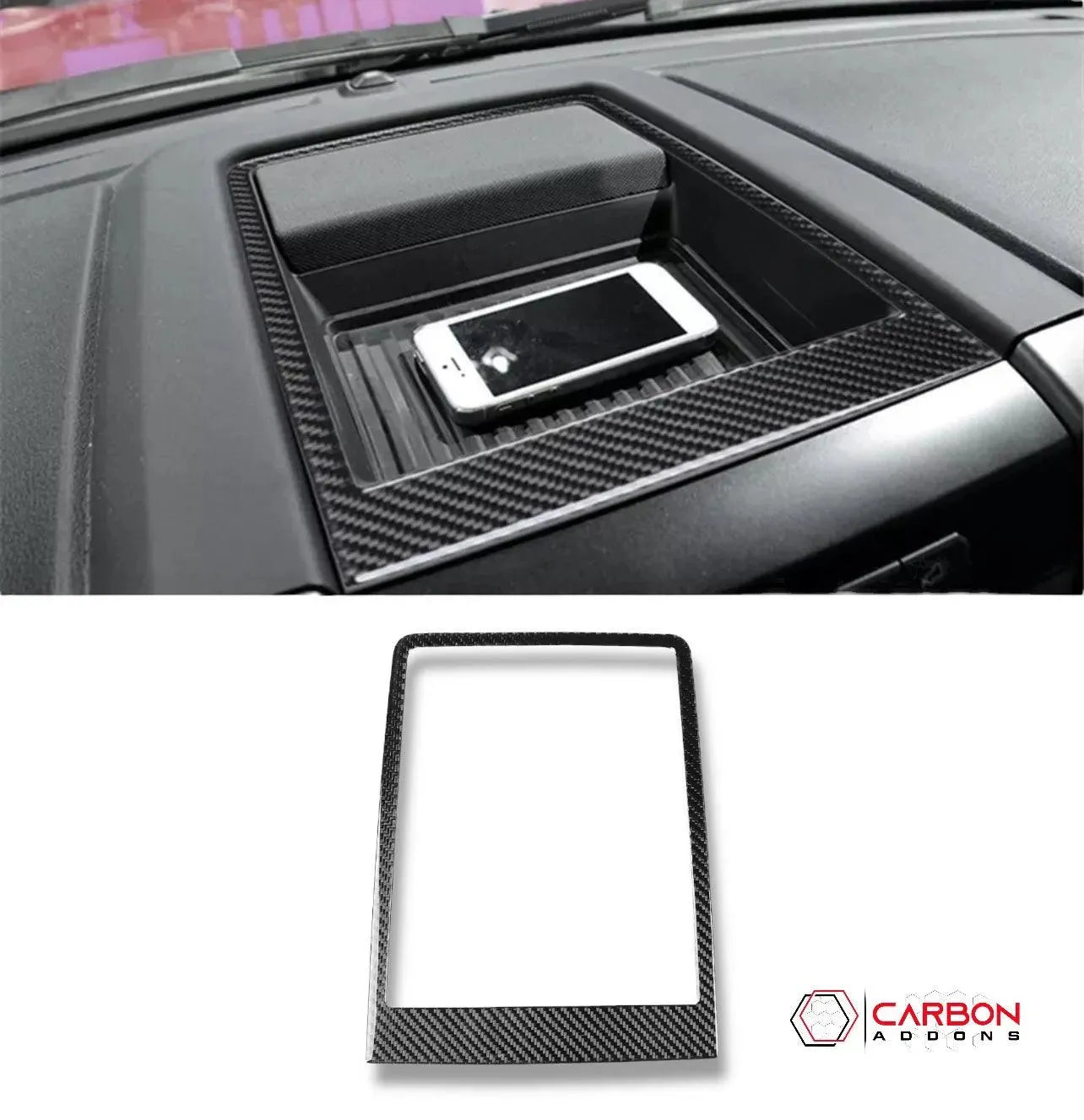 Real Carbon Fiber Center Console Dashboard Storage Trim Overlay | 2015-2020 F150