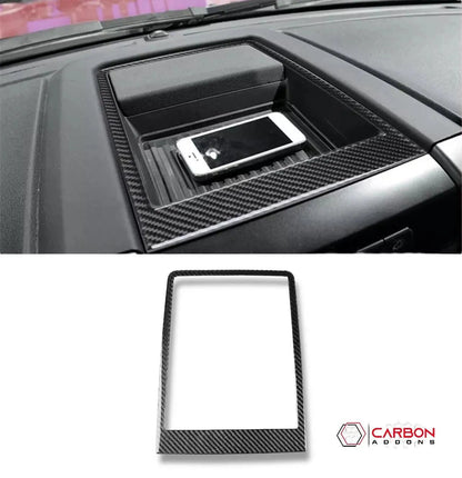 Real Carbon Fiber Center Console Dashboard Storage Trim Overlay | 2015-2020 F150
