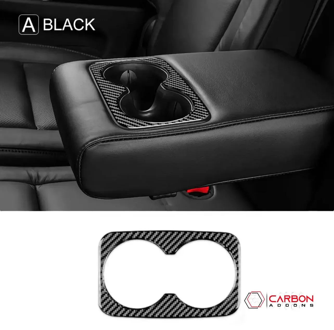 Real Carbon Fiber Cup Holder Trim Overlay for 2011-2020 Dodge Durango