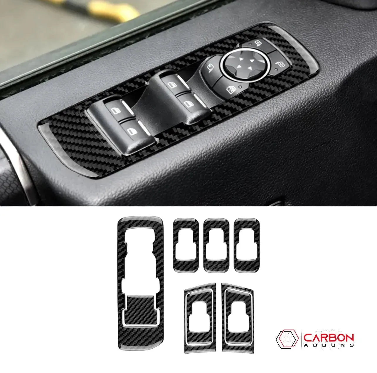 Real Carbon Fiber Door Window Switch Trim Overlay | 2015-2020 F150