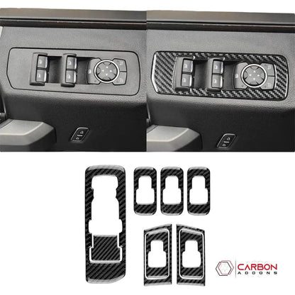 Real Carbon Fiber Door Window Switch Trim Overlay | 2015-2020 F150