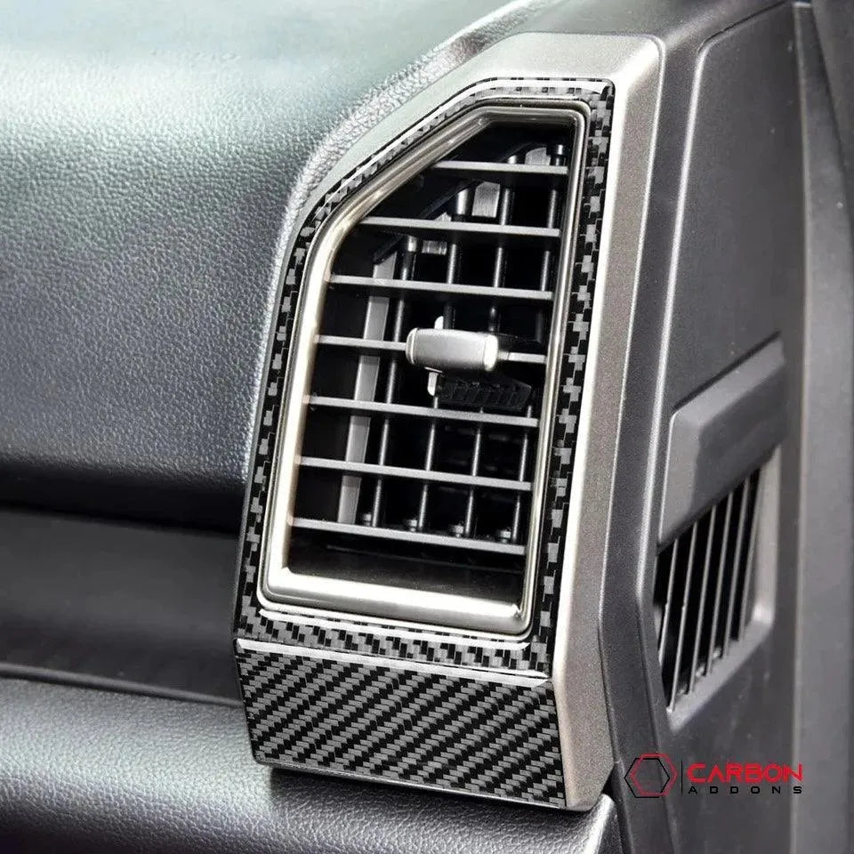 Real Carbon Fiber Driver and Passenger Side AC Vent Trim Overlay | 2015-2020 F150