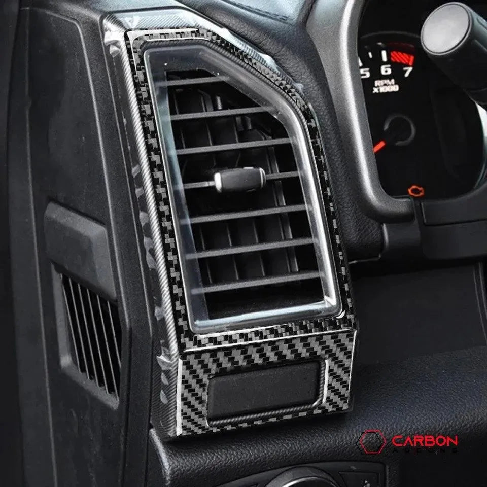Real Carbon Fiber Driver and Passenger Side AC Vent Trim Overlay | 2015-2020 F150