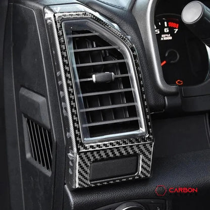 Real Carbon Fiber Driver and Passenger Side AC Vent Trim Overlay | 2015-2020 F150