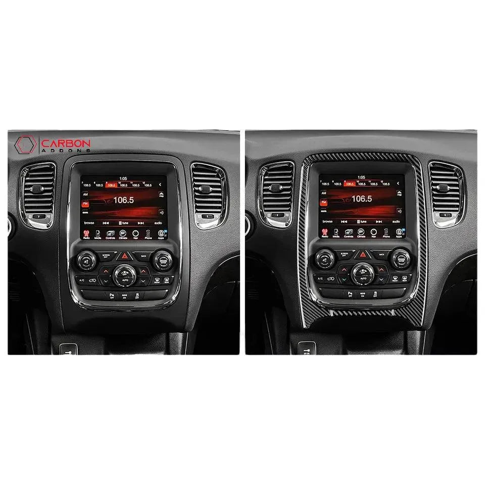Real Carbon Fiber Infotainment Radio Screen Trim Overlay for 2011-2020 Dodge Durango