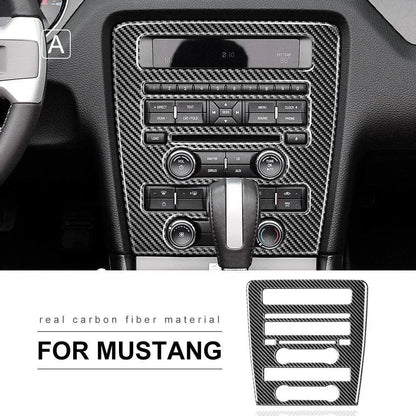Real Carbon Fiber RADIO Navigation Multimedia Infotainment Trim Overlay For Mustang 2010-2014