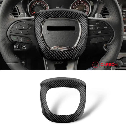 Real Carbon Fiber Steering Airbag Cover | For 2015-2023 Dodge Charger Challenger Durango