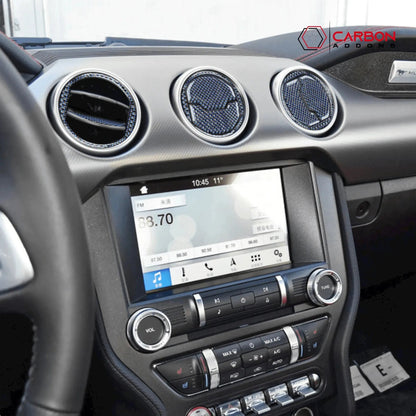 Reflective Carbon Fiber Center Air Vent Outlet Trim Overlay for Mustang 2015-2023