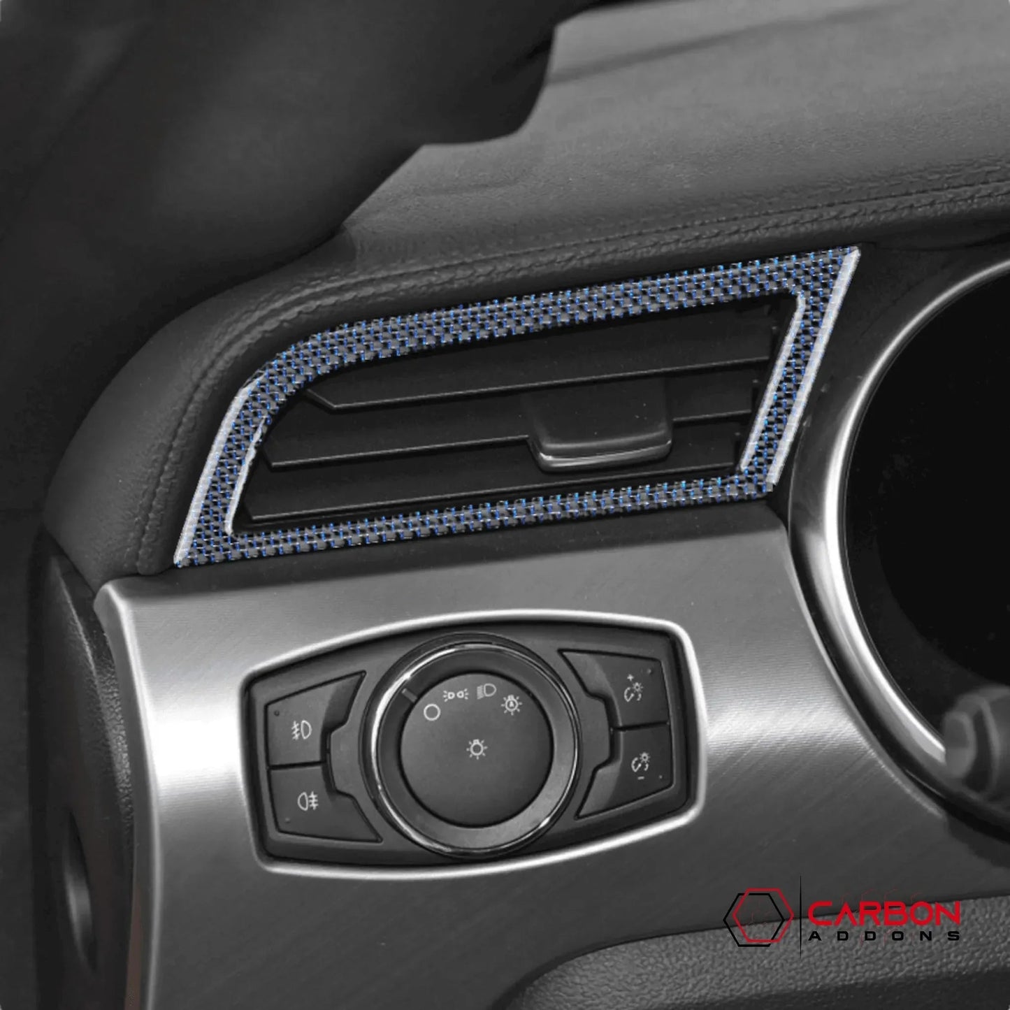 Reflective Carbon Fiber Dashboard AC Vent Trim Overlay for Mustang 2015-2023 -2pcs