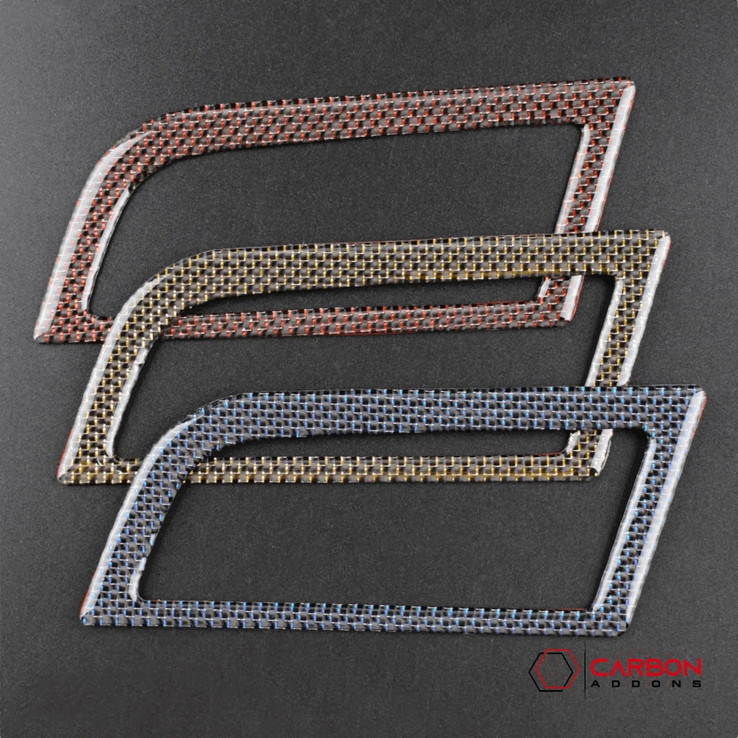 Reflective Carbon Fiber Dashboard AC Vent Trim Overlay for Mustang 2015-2023 -2pcs