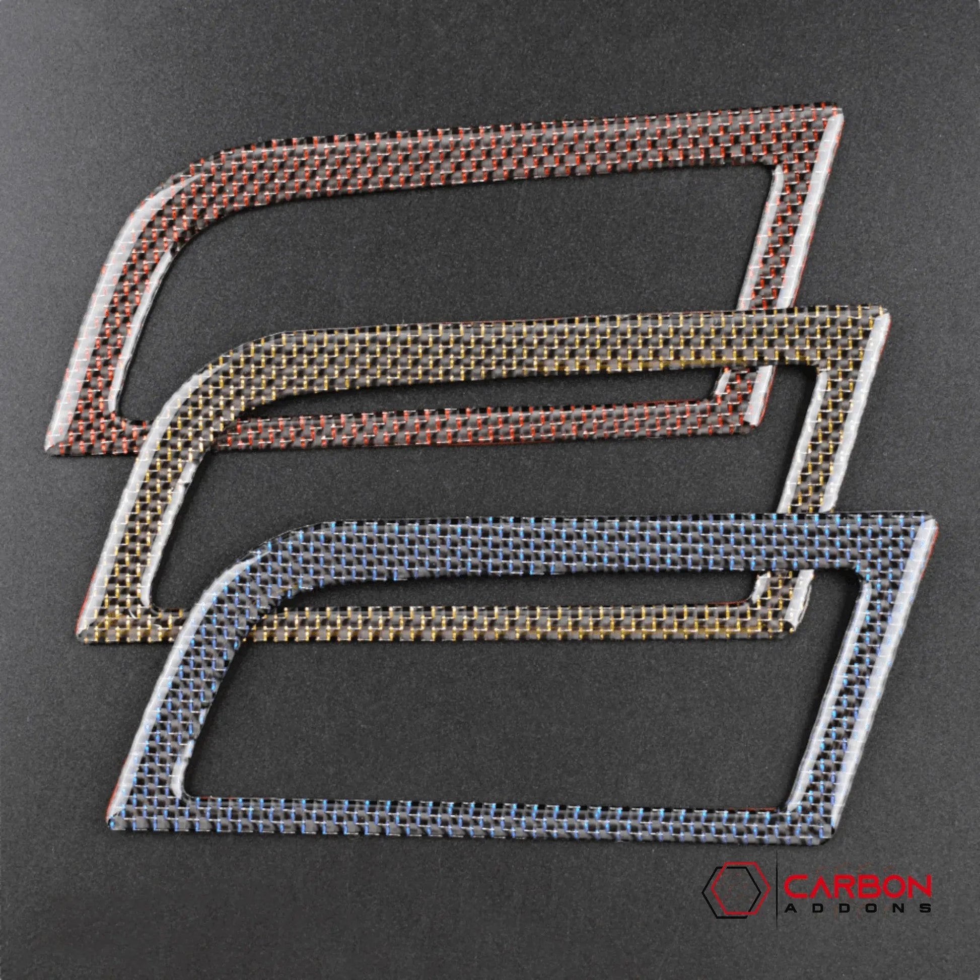 Reflective Carbon Fiber Dashboard AC Vent Trim Overlay for Mustang 2015-2023 -2pcs