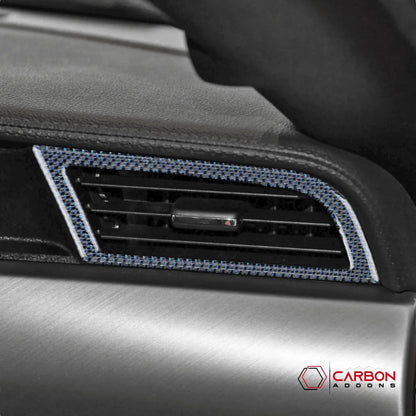 Reflective Carbon Fiber Dashboard AC Vent Trim Overlay for Mustang 2015-2023 -2pcs