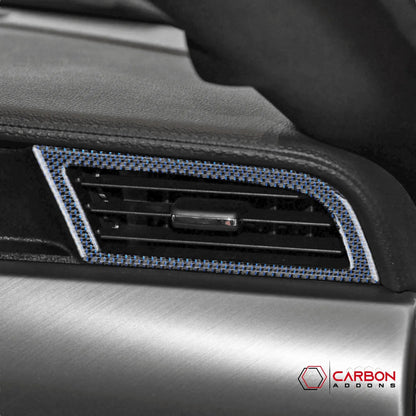 Reflective Carbon Fiber Dashboard AC Vent Trim Overlay for Mustang 2015-2023 -2pcs