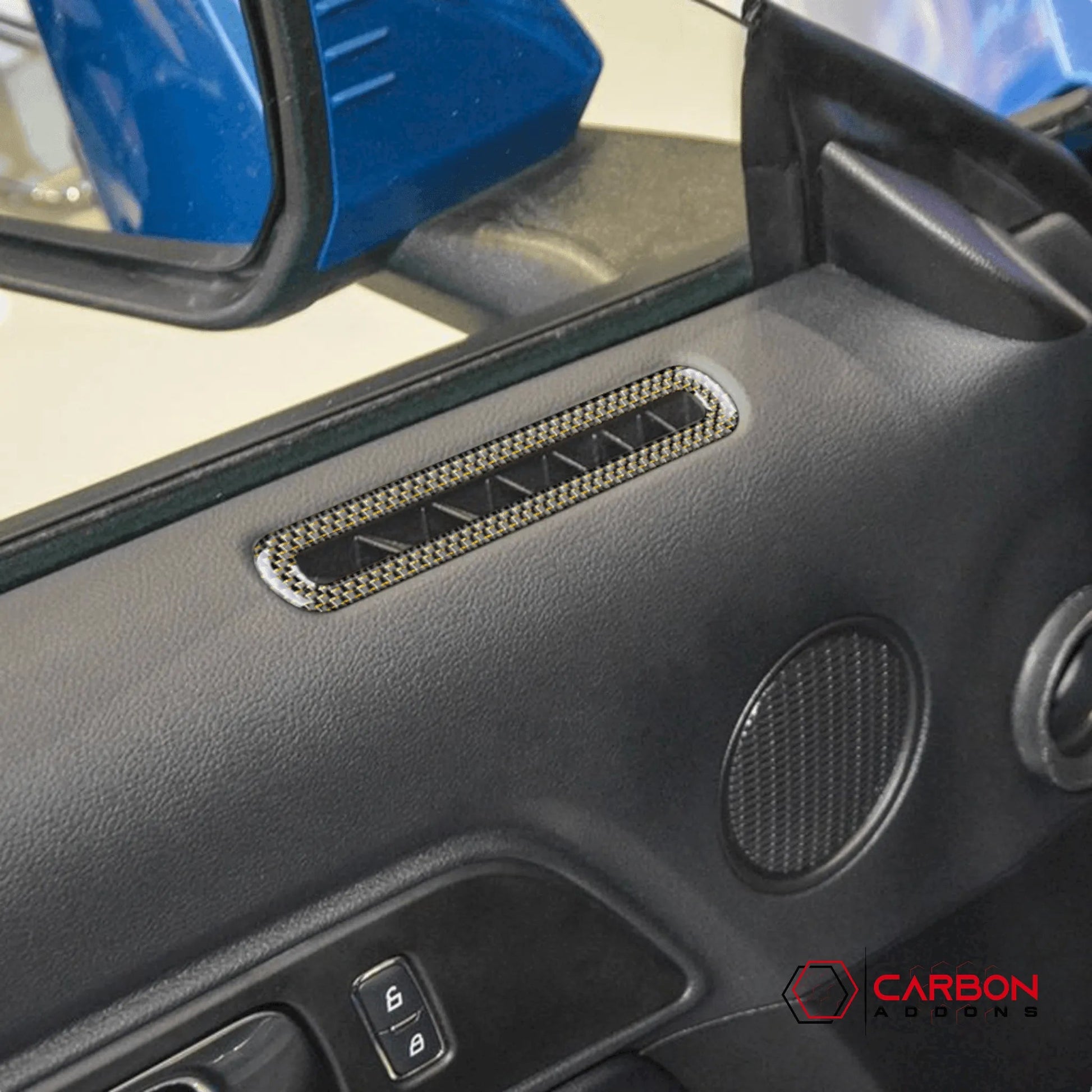 Reflective Carbon Fiber Door Air Outlet Overlay for Mustang 2015-2023