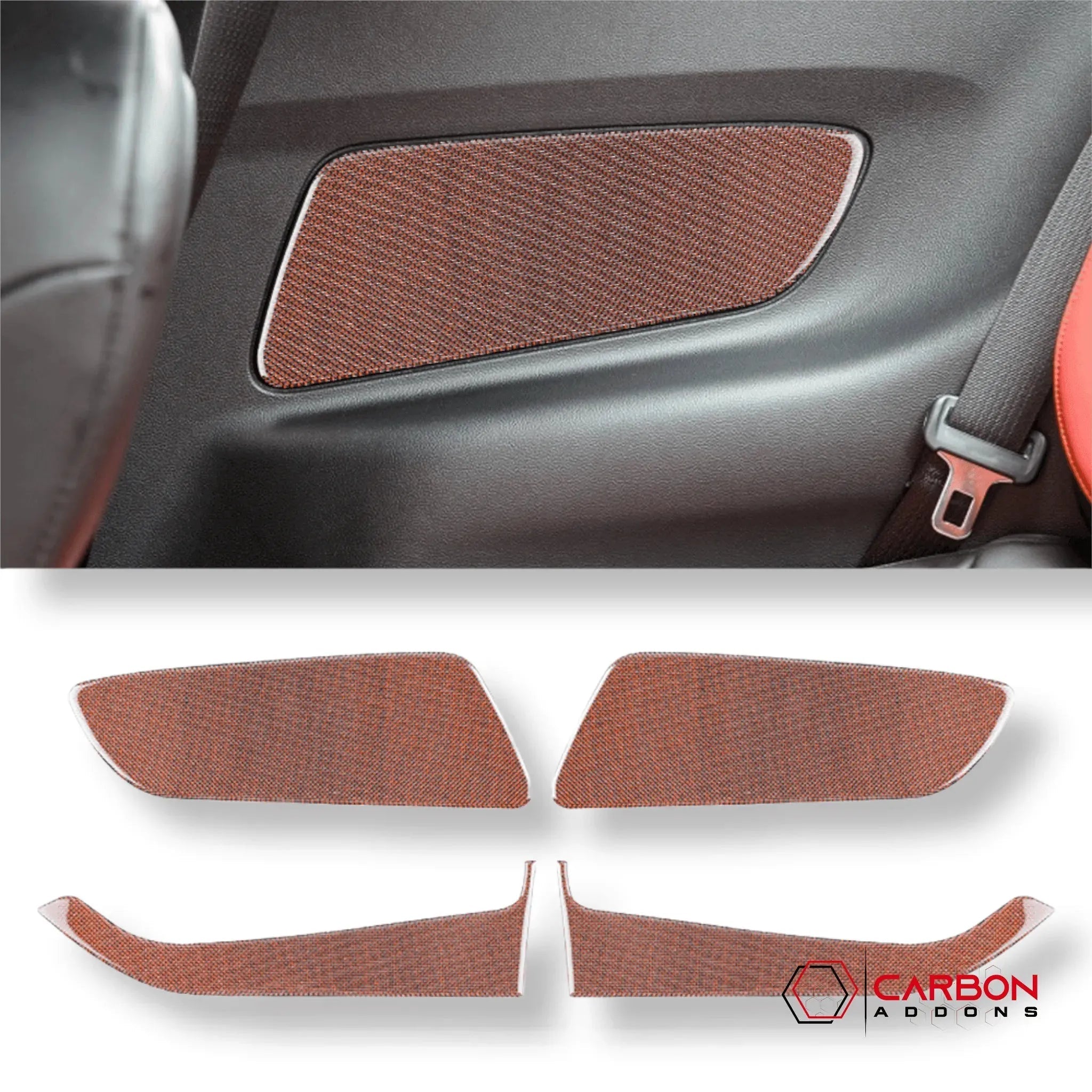 Reflective Carbon Fiber Front/Rear Door Panel Overlay for Mustang 2015-2023