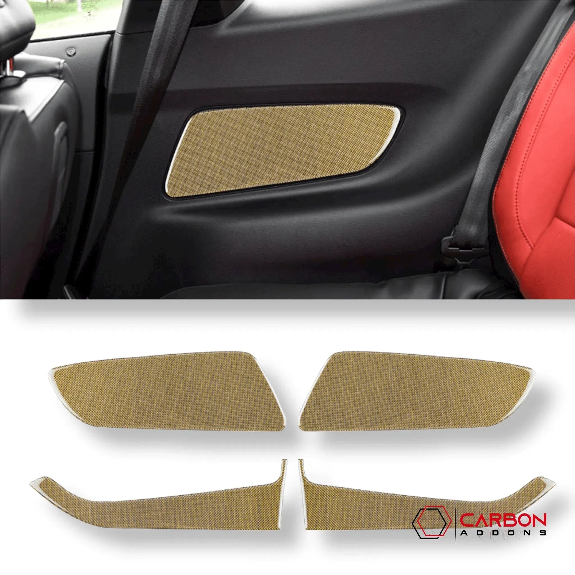 Reflective Carbon Fiber Front/Rear Door Panel Overlay for Mustang 2015-2023