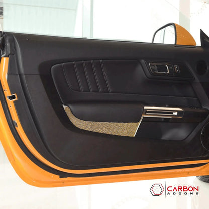 Reflective Carbon Fiber Front/Rear Door Panel Overlay for Mustang 2015-2023