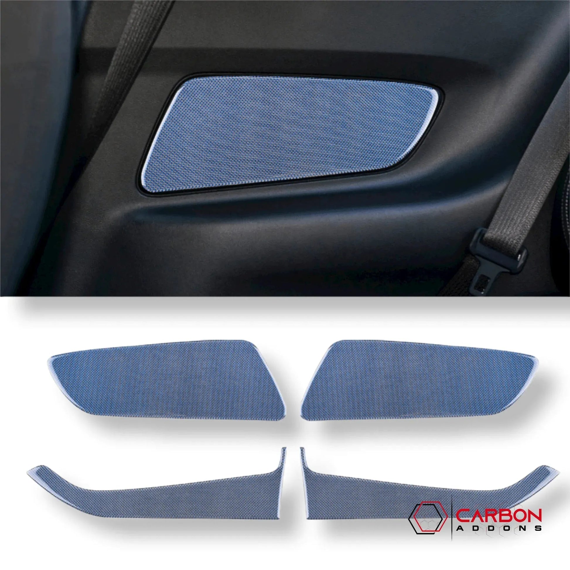Reflective Carbon Fiber Front/Rear Door Panel Overlay for Mustang 2015-2023