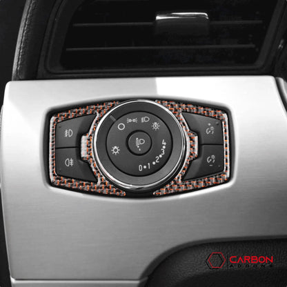 Reflective Carbon Fiber Headlight Switch Trim Overlay For Mustang 2015-2023