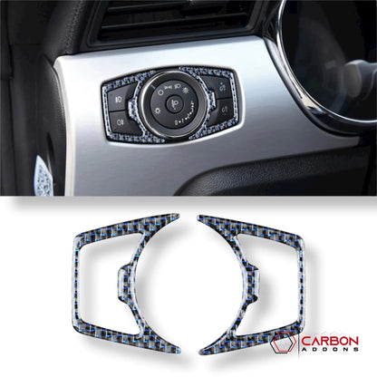 Reflective Carbon Fiber Headlight Switch Trim Overlay For Mustang 2015-2023