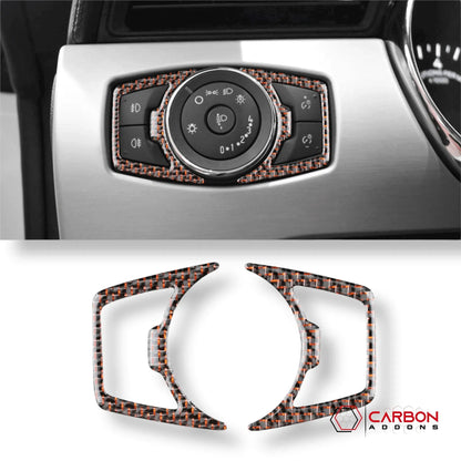 Reflective Carbon Fiber Headlight Switch Trim Overlay For Mustang 2015-2023