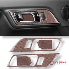 Reflective Carbon Fiber Interior Door Handle Trim Overlay for Mustang 2015-2023