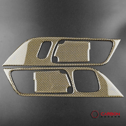Reflective Carbon Fiber Interior Door Handle Trim Overlay for Mustang 2015-2023