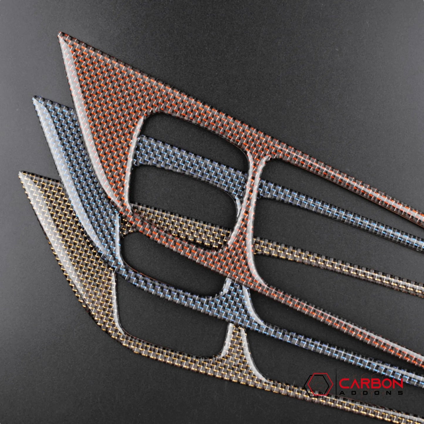 Reflective Carbon Fiber Interior Door Handle Trim Overlay for Mustang 2015-2023